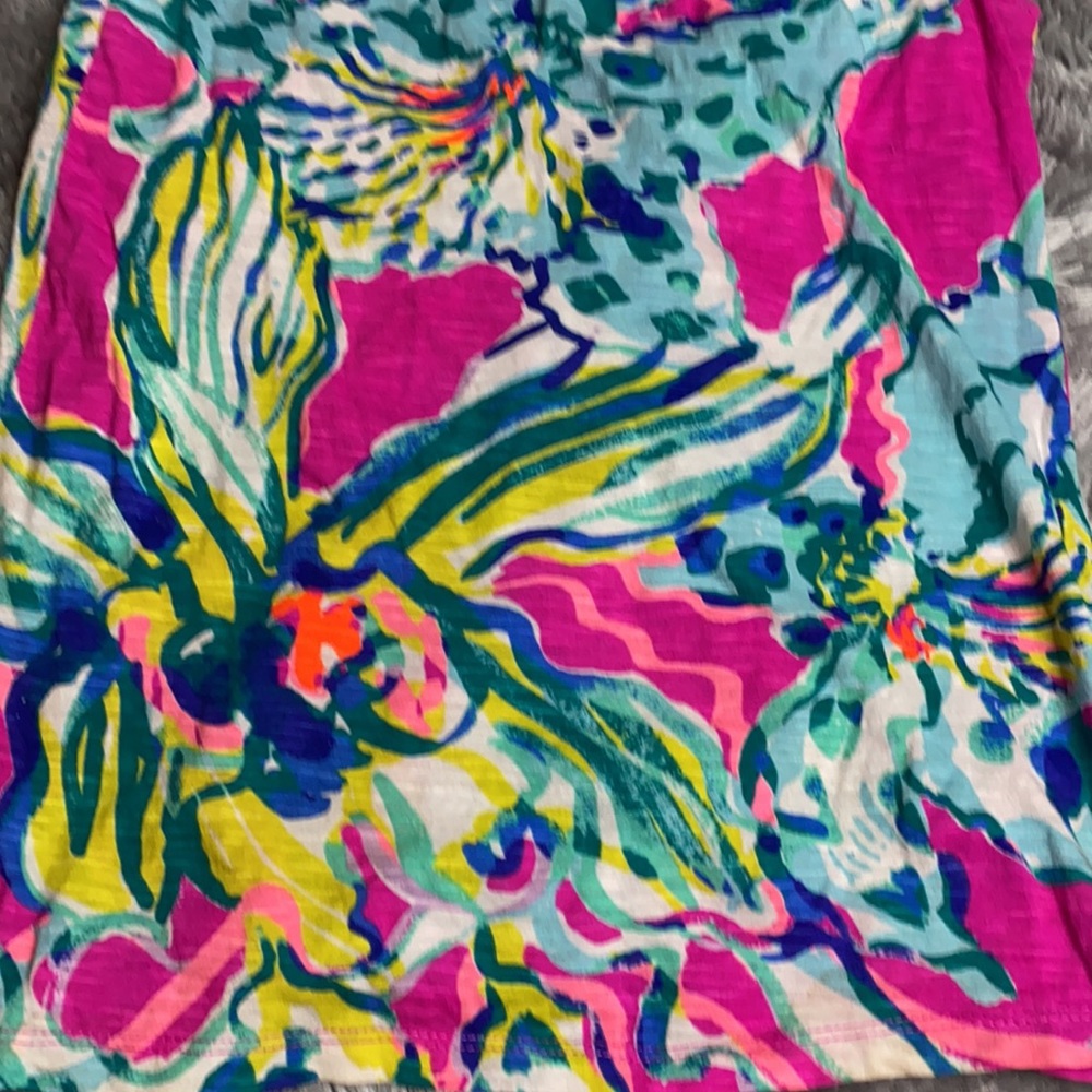 Lilly Pulitzer Pink Blue Essie Button Sleeveless Top Size X-Small - Picture 12 of 13